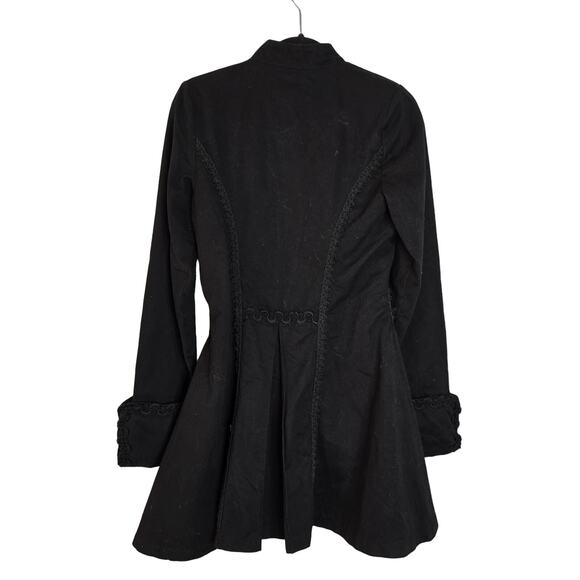 Tripp NYC Steampunk Gothic Black Knee Length Trench Coat Black Size S Small - Picture 6 of 12